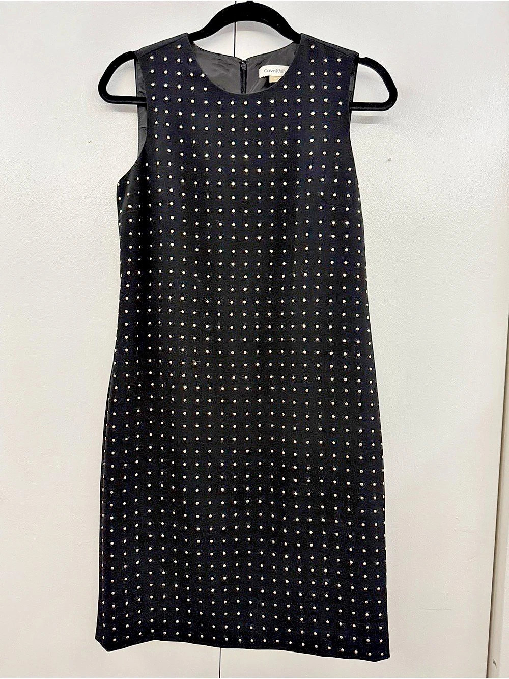 Calvin Klein Black Studded Sleeveless Sheath Dress M